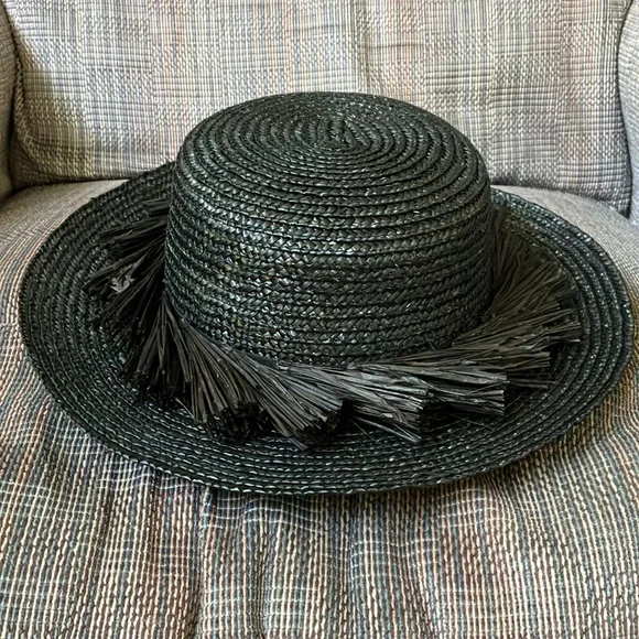 Mud Pie | Accessories | Mudpie Black Raffia Fringe Boater  display picture 1